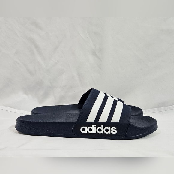 Adidas Adilette Navy and white shower slides men's size 13 - Picture 6 of 11